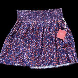 Mossimo Blue Floral Smock Waist Skirt New L